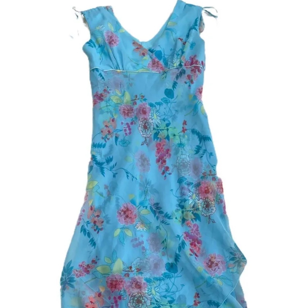 La  Blue Floral Casual Dress